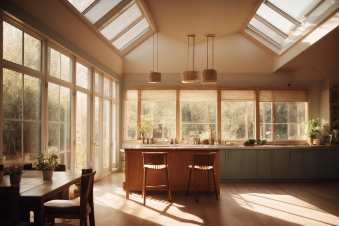 home interior with sunlight streaming through tinted windows