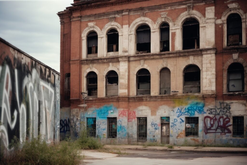Chattanooga building with visible graffiti and graffiti prevention film